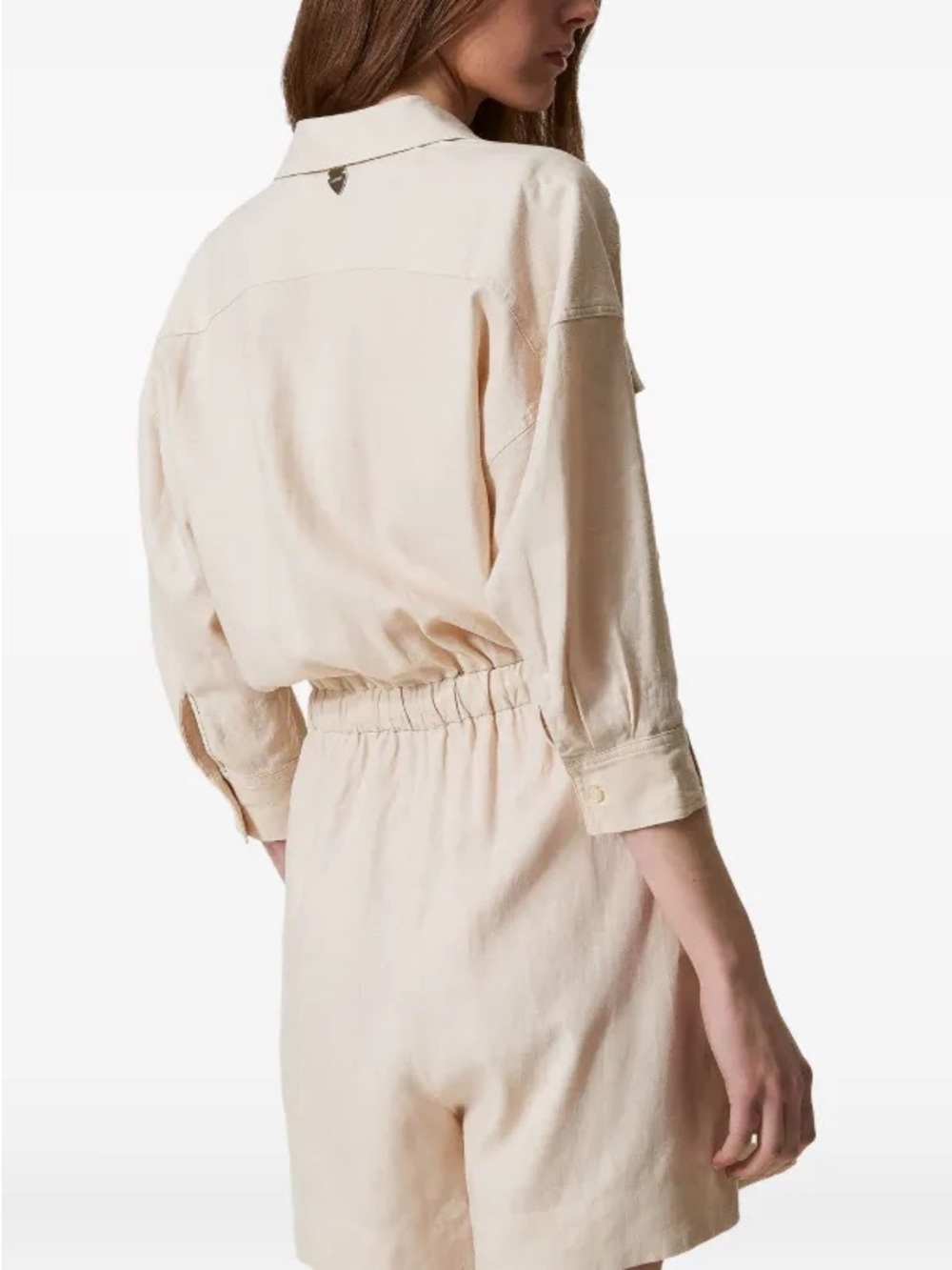 Zara Neutral Cream Utility Shirt Romper